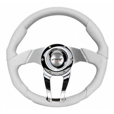 VOLANT APOGEE CUIR BLANC DIAM 35